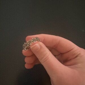 Pandora Floral Silver-Tone Stackable Ring